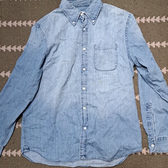 Men's Club Monaco Denim Dress Shirt - SIZE MEDIUM - Picture 2 of 5